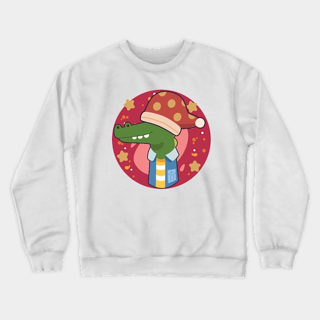 Crocodile Christmas Santa hat Ho Ho Ho Crewneck Sweatshirt by alcoshirts